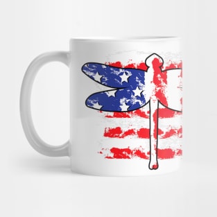 4th Of July Patriotic Dragonfly With Us American Flag Premium Mug